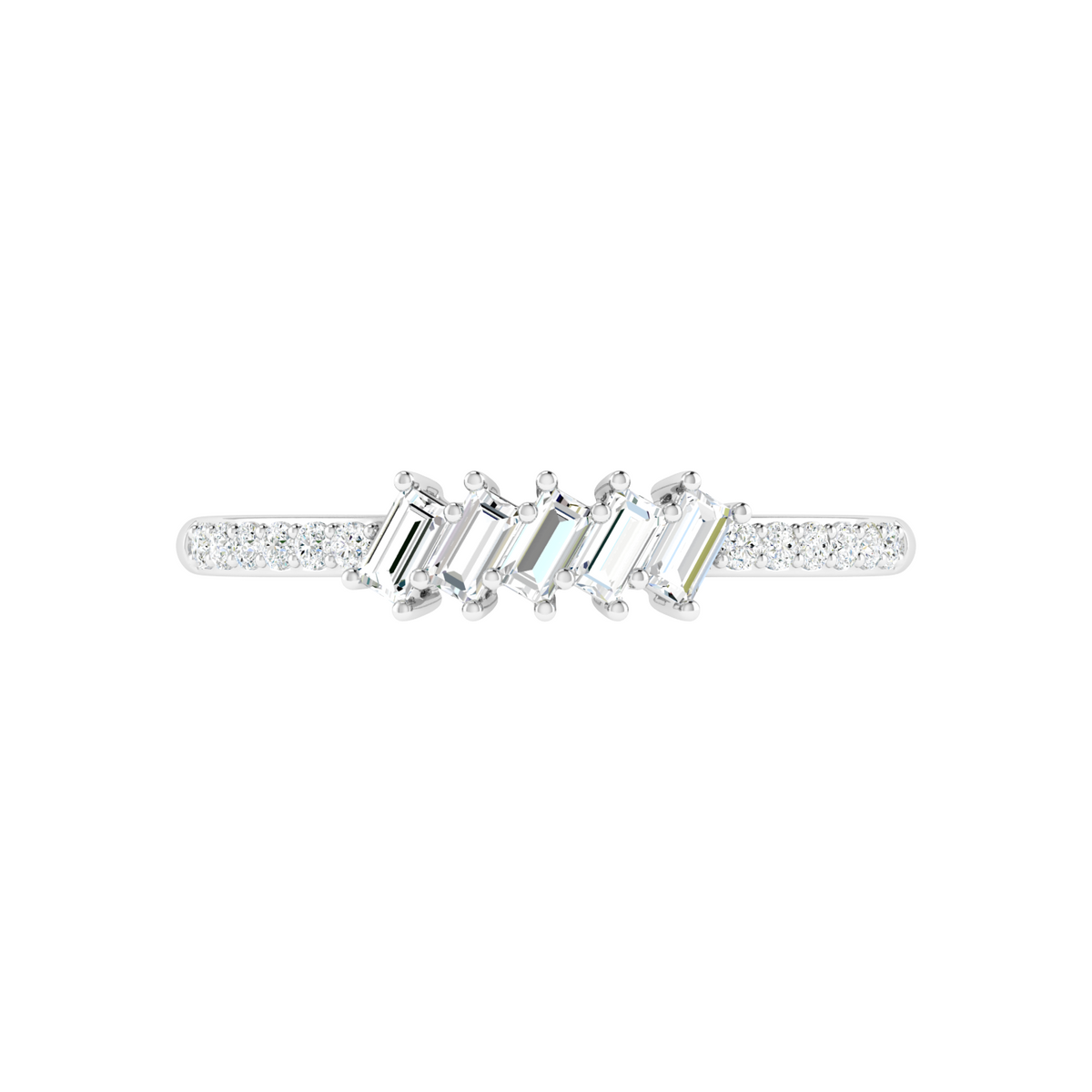 Sleek Slant Baguette Diamond Ring