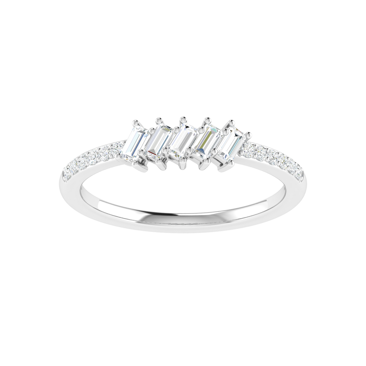 Sleek Slant Baguette Diamond Ring