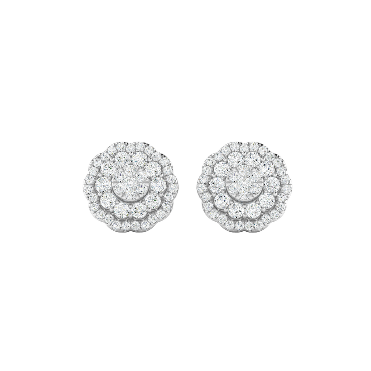 Rosette Halo Diamond Earrings