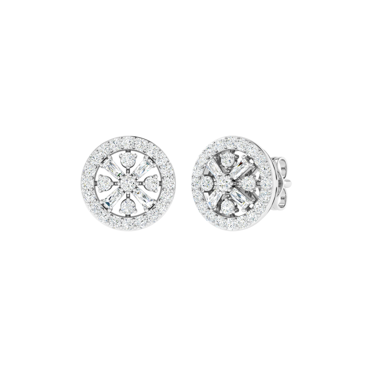 Soleil Floral Disc Diamond Studs