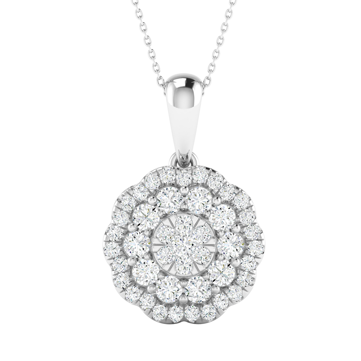 Rosette Halo Medallion Diamond Pendant