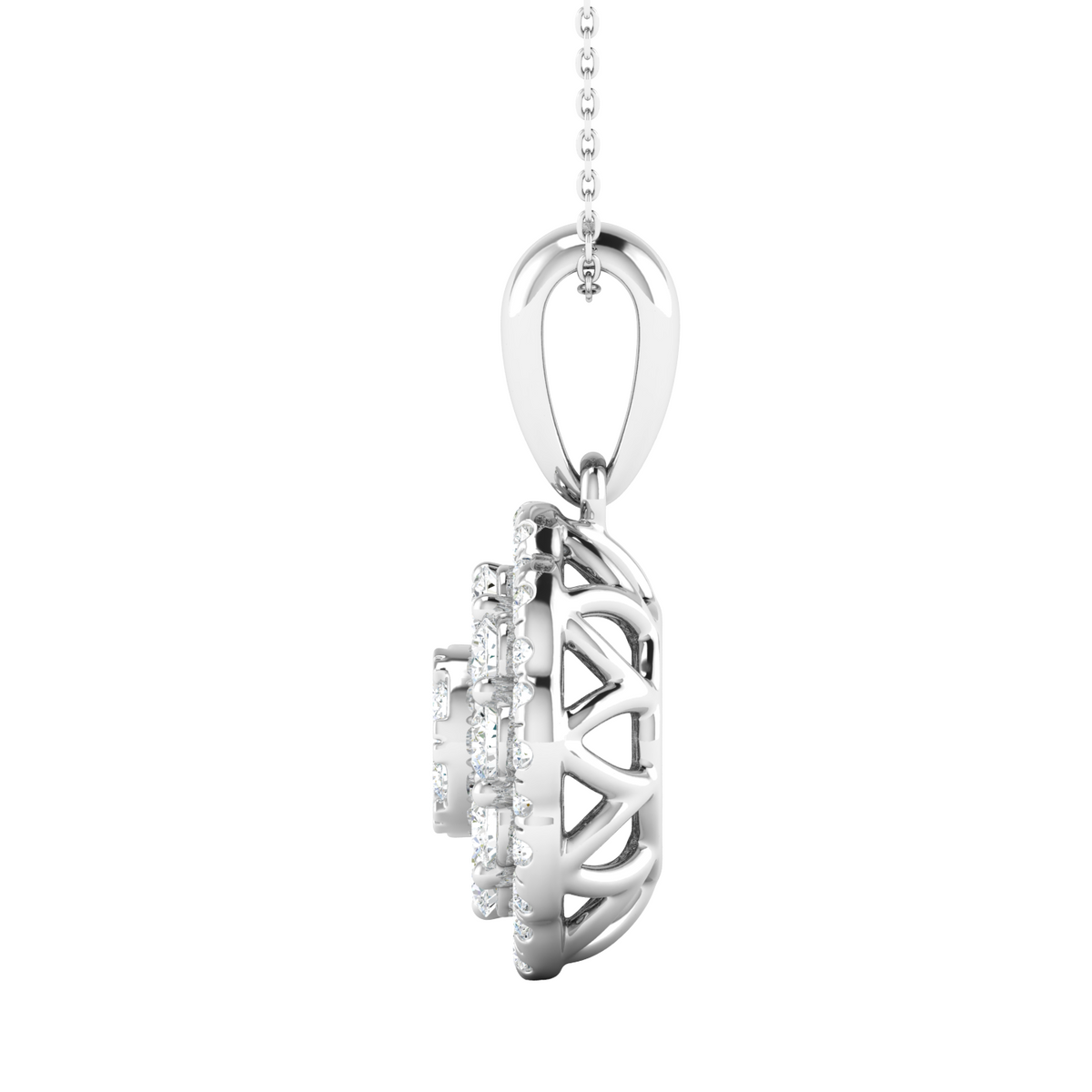 Rosette Halo Medallion Diamond Pendant