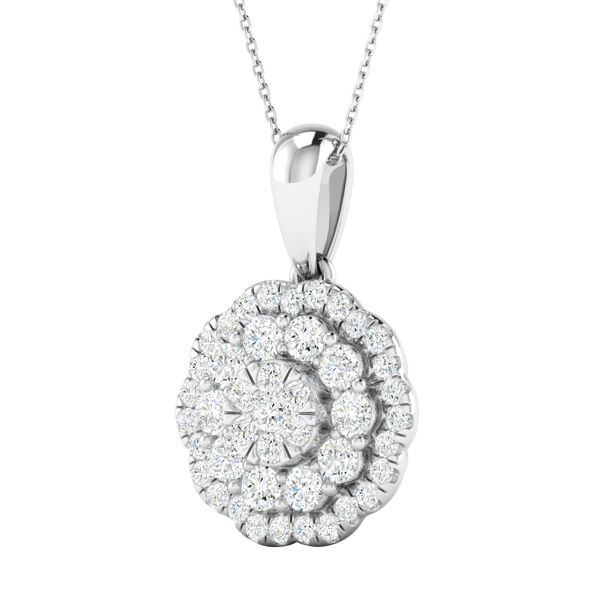 Rosette Halo Medallion Diamond Pendant