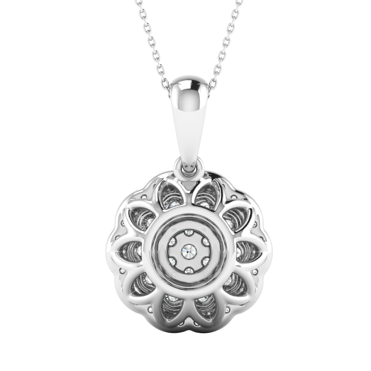 Rosette Halo Medallion Diamond Pendant