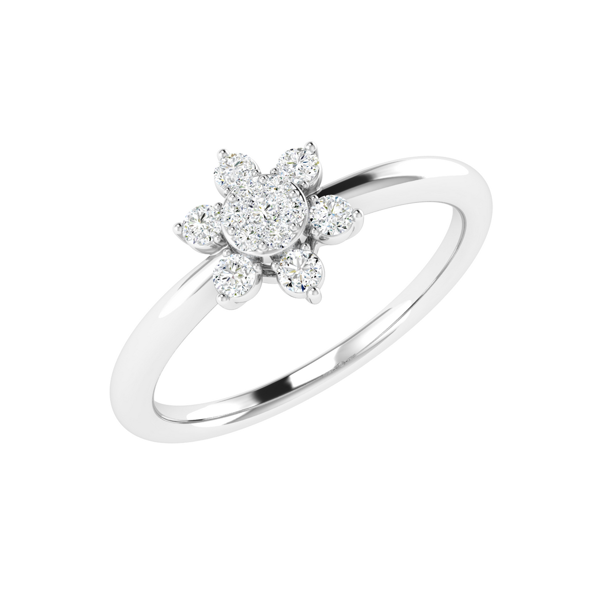 Six-Petal Diamond Ring