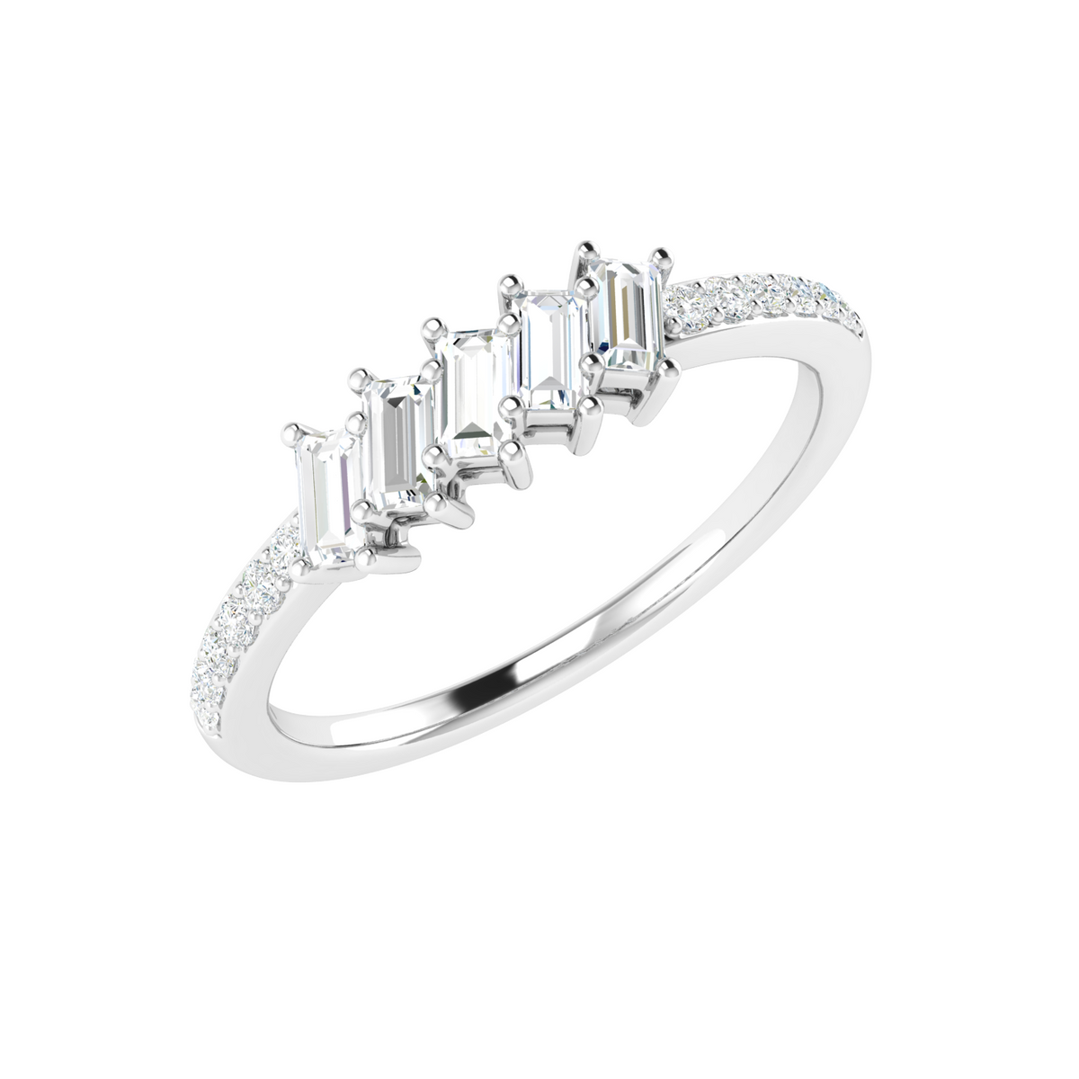 Sleek Slant Baguette Diamond Ring