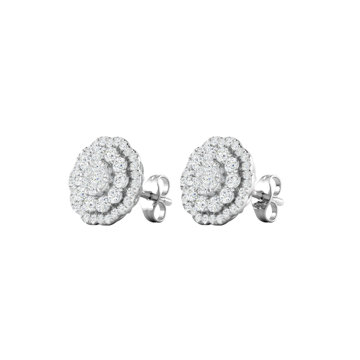 Rosette Halo Diamond Earrings