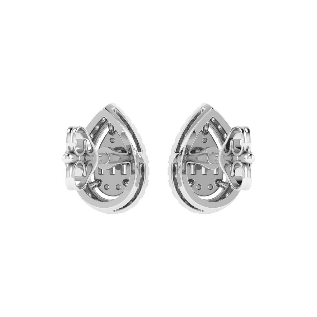 Elara Teardrop Baguette Diamond Earrings