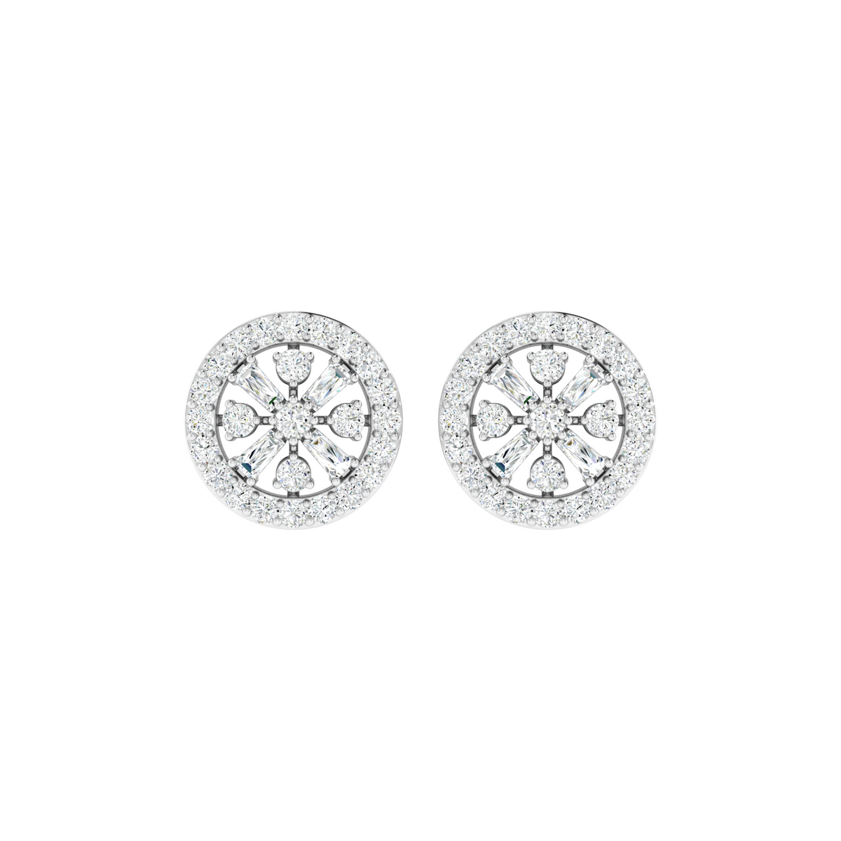 Soleil Floral Disc Diamond Studs