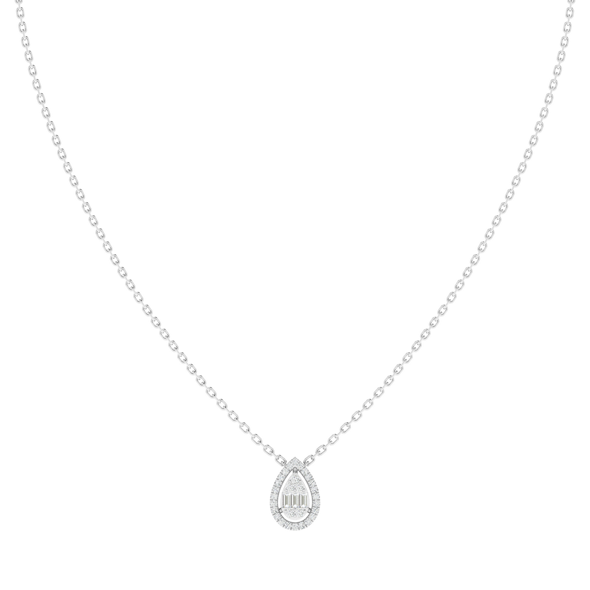 Elara Teardrop Baguette Diamond Pendant