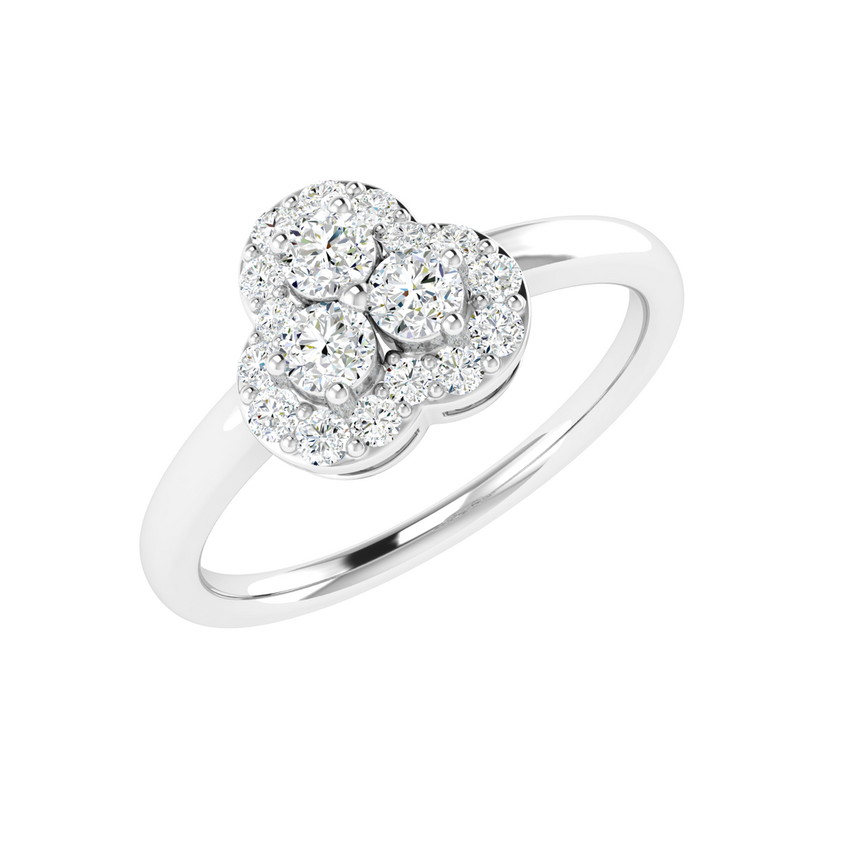 Trinity Clover Glow Diamond Ring